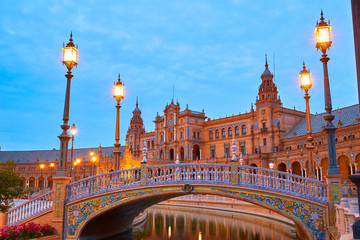 Naklejka premium Seville Plaza de Espana sunset Andalusian Sevilla