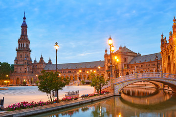 Seville Plaza de Espana sunset Andalusian Sevilla