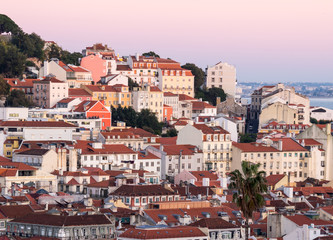 Fototapeta na wymiar Cityscape of Lisbon, Portugal, seen from Miradouro Sao Pedro de