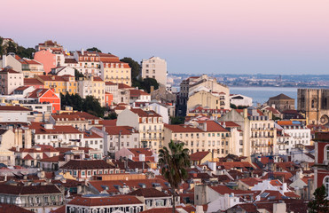Fototapeta na wymiar Cityscape of Lisbon, Portugal, seen from Miradouro Sao Pedro de