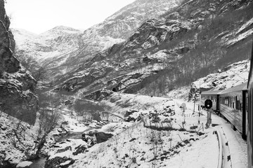 Flambahn Norwegen historische Eisenbahn Reise Winter