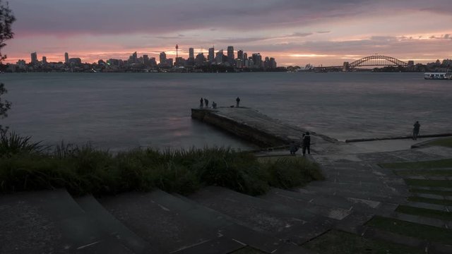 Sydney Cityscape rotating time-lapse sunset
