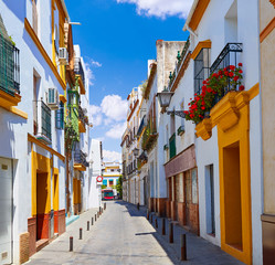 Fototapeta premium Fasady Barrio Triana w Sewilli Andaluzja Hiszpania