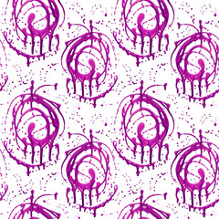 Seamless pattern with shine glitter stains and blots. Gold pink draw . Hand-made. Isolated on white background. Fabric print. 3D rendering