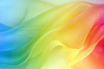organza fabric in rainbow color
