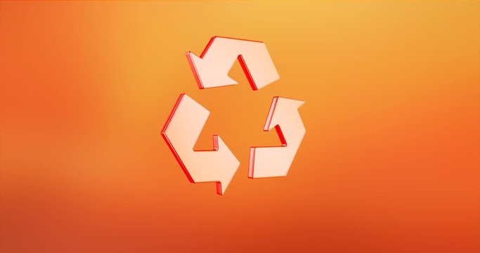 Animated Recycle Red 3d Icon Loop Modules for edit with alpha matte
