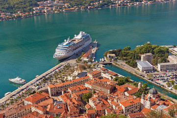 View of Kotor city and Bay of Kotor. Montenegro