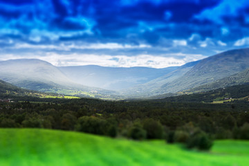 Fototapeta na wymiar Summer Norway valley landscape background