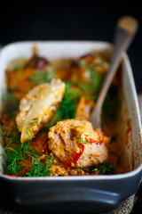 cauliflower baked with meatballs