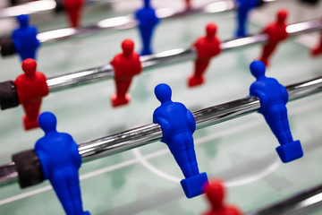 Close up of foosball Table Soccer Game