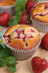 Muffin with strawberries
