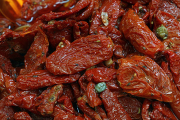 Sundried red tomatoes on retail food market