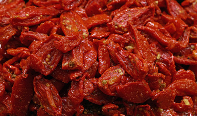 Sundried red tomatoes on retail food market