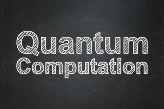 Science concept: Quantum Computation on chalkboard background