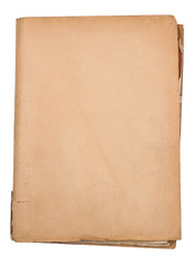 top view of old document folder on white