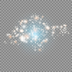 Vector glowing stars, lights and sparkles. Transparent effects