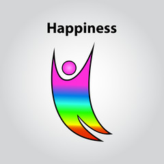 Happiness vector icon. Symbolic figure of happy person.
