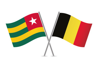 Togo and Belgium flags. Vector illustration.