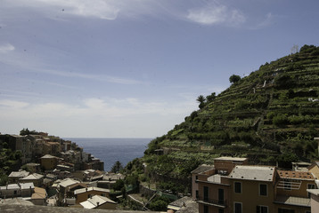 Cinque Terre, Italy hiking the trail vista, panaroma