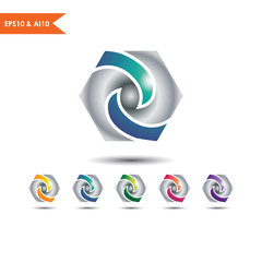 letter N logo hexagon