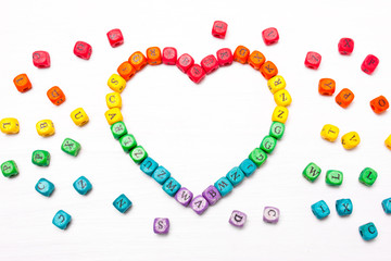 Heart of the rainbow flag blocks