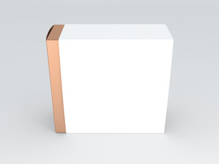 Golden square Box with white Cover. 3d rendering