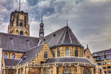 Grote of St Laurenskerk, city landmark, Rotterdam, Netherlands, HDR Image.
