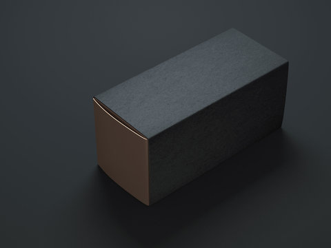 Golden Box Mockup with black textured cover. 3d rendering