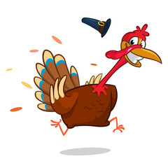 Turkey Escape Cartoon Mascot Character. Vector Illustration Isolated on white