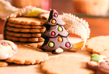 chirstmas concept with chocolates and cookies