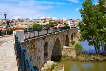 Naklejka premium Zamora Puente de Piedra stone bridge on Duero