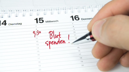 Blut spenden / Termin im Terminkalender / Terminplaner