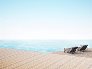 Beach lounge - Sundeck on Sea view for vacation  relaxation summer / Background