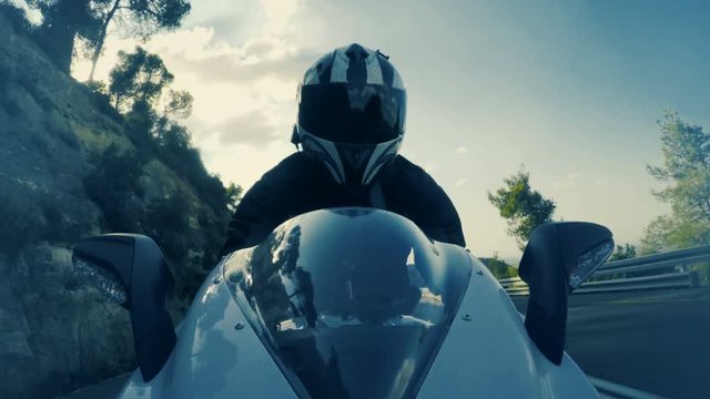 POV shot of a rider on a sports motorcycle