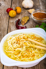 Tasty Chicken Soup with Chinese Noodles