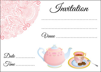 Invitation card with tea set