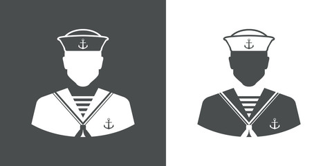 Icono plano silueta marinero gris y blanco - obrazy, fototapety, plakaty