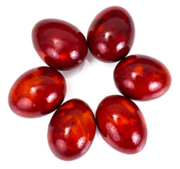 Painted Easter Eggs on White Background