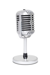 Vintage classic microphone isolated on white background with clipping path.