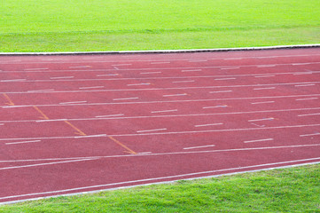 running track and green grass,Direct athletics Running track at Sport Stadium