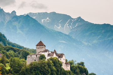 Fototapeta na wymiar Close view of Vaduz castle and Alps, Lichtenstein
