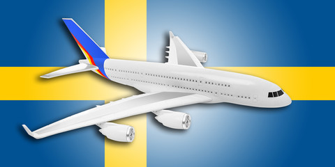 Plane and Sweden flag.