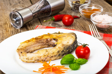 Fried white fish steaks