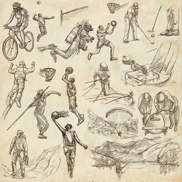 Sport - collection of an hand drawn illustrations