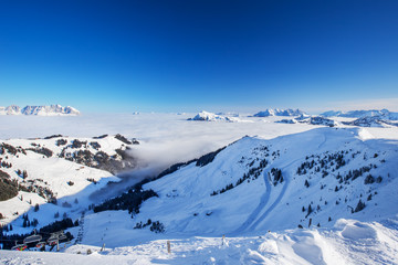 Fototapeta na wymiar Kitzbühel ski resort in Tyrolian Alps, Austria