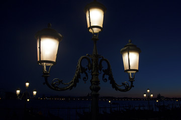 Lantern at night in Venice