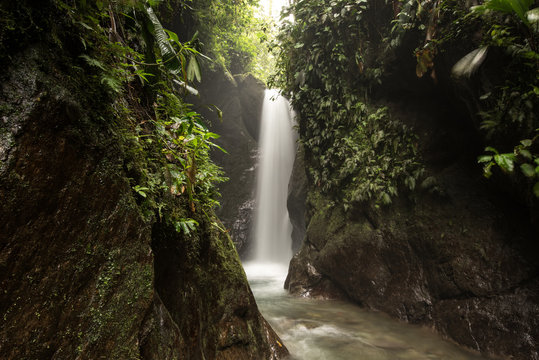 Waterfalls of the tropical rainforest in Mindo, Ecuador