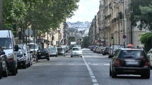 Parisian streets in the center of Paris.