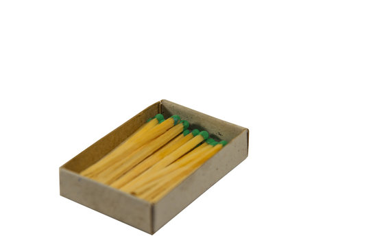 Box with matches isolated on white background