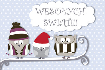 Wesołych świąt - kartka świąteczna na Boże Narodzenie, ilustracja wektorowa © katarzyna b